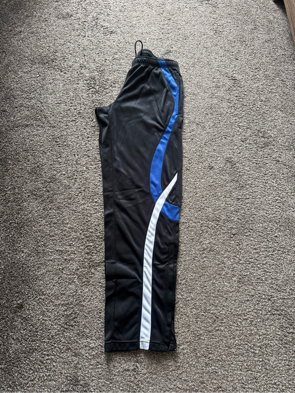 GTM Sportswear Black Athletic Track Pants with Blue & White Trim